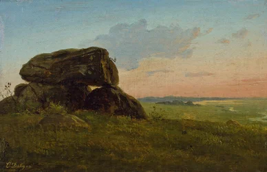 Abendlandschaft mit einem Dolmen. Studie.